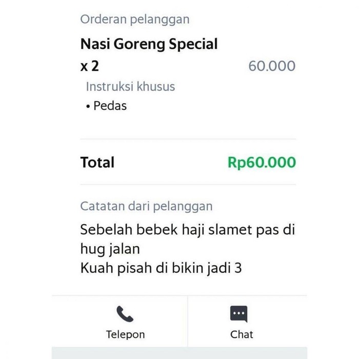 pesanan makanan nyeleneh