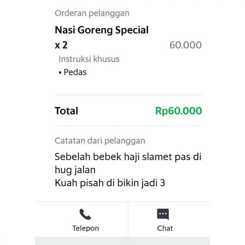 pesanan makanan nyeleneh
