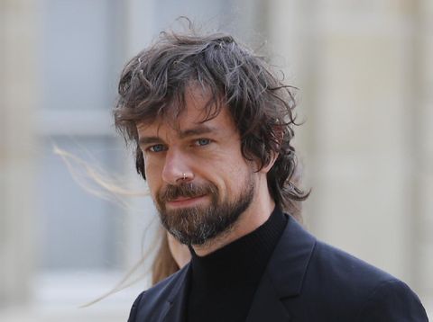 Twitter CEO Jack Dorsey arrives at the Elysee Palace to meet French President Emmanuel Macron Friday, June 7, 2019 in Paris. (AP Photo/Francois Mori)