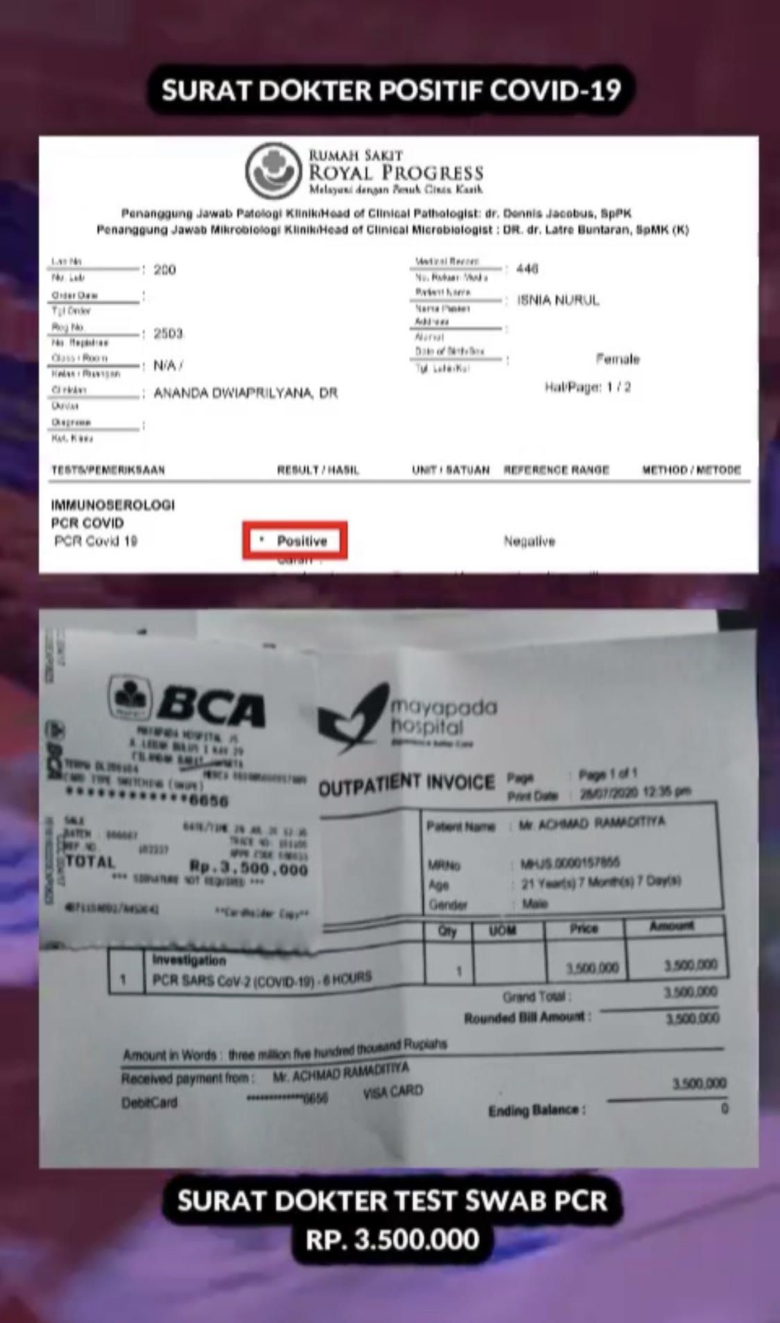 pejuang COVID-19 yang isolasi mandiri