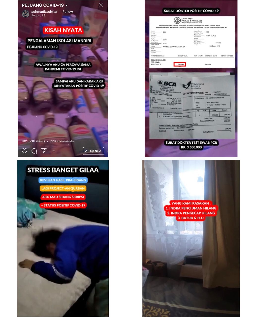 pejuang COVID-19 yang isolasi mandiri