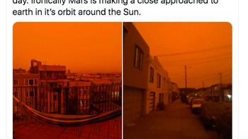 Kalau warganet ini membandingkan langit San Francisco dengan suasana di Planet Mars. Foto: istimewa