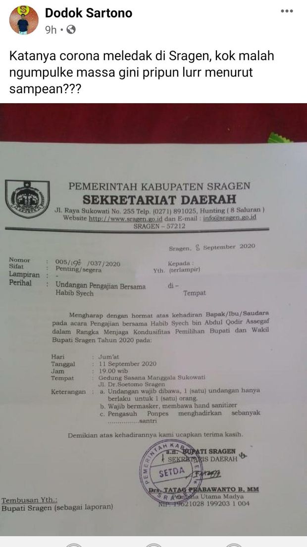Pengajian Pilkada bareng Habib Syech bin Abdul Qodir Assegaf di Sragen
