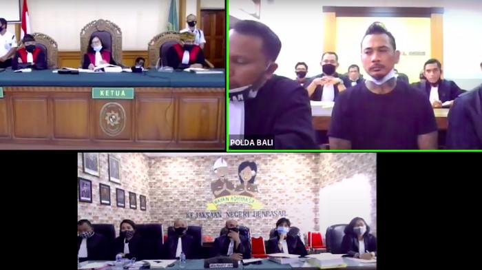 Sidang perdana Jerinx SID. (Tangkapan layar sidang perdana Jerinx yang digelar online. Sidang perdana Jerinx SID. (Tangkapan layar sidang perdana Jerinx yang digelar online.