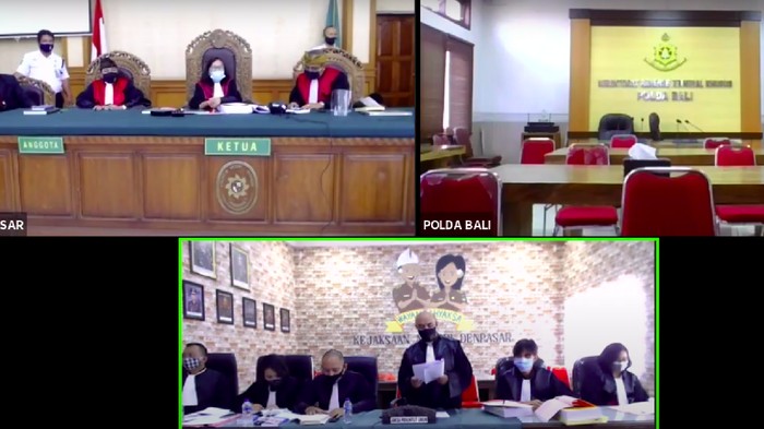 Tangkapan layar suasana sidang online setelah Jerinx putuskan walk out.
