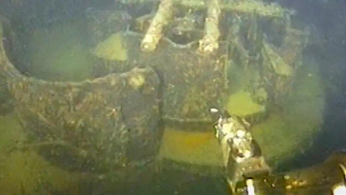 The submerged wreck of the Nazi cruiser which was torpedoed and sunk off the coast of Norway in 1940 - Statnett/AFP