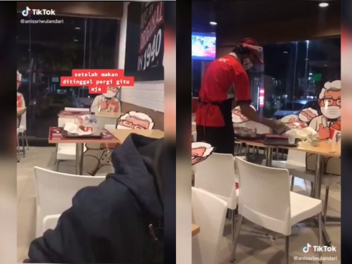 Masih banyak orang yang malas bersihkan bekas makanan sendiri di restoran fast food