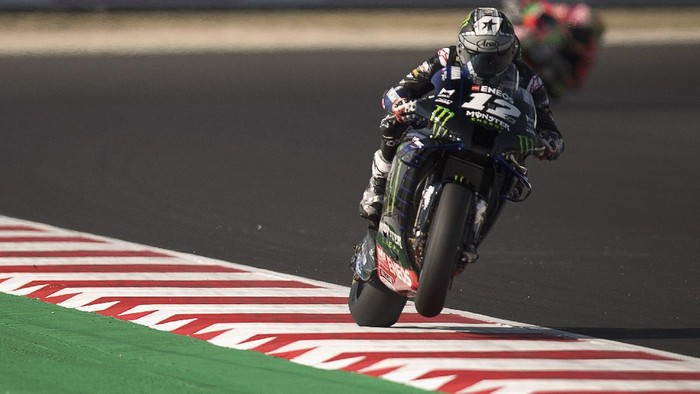 MISANO ADRIATICO, ITALY - SEPTEMBER 11: Maverick Vinales of Spain and Monster Energy Yamaha MotoGP Team    heads down a straight during the MotoGP Of San Marino - Free Practice at Misano World Circuit on September 11, 2020 in Misano Adriatico, Italy. (Photo by Mirco Lazzari gp/Getty Images)