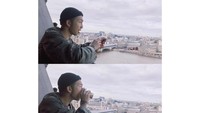 RapMon terlihat pergi ke sebuah tower dan menikmati pemandangan indah dari atas sana. Tak lupa ia menikmatinya dengan kopi kesukaannya. Foto: Instagram @btsnamjoon