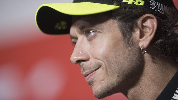 MISANO ADRIATICO, ITALY - SEPTEMBER 10: Valentino Rossi of Italy and Monster Energy Yamaha MotoGP Team speaks during the press conference pre-event during the MotoGP Of San Marino - Previews at Misano World Circuit on September 10, 2020 in Misano Adriatico, Italy. (Photo by Mirco Lazzari gp/Getty Images)