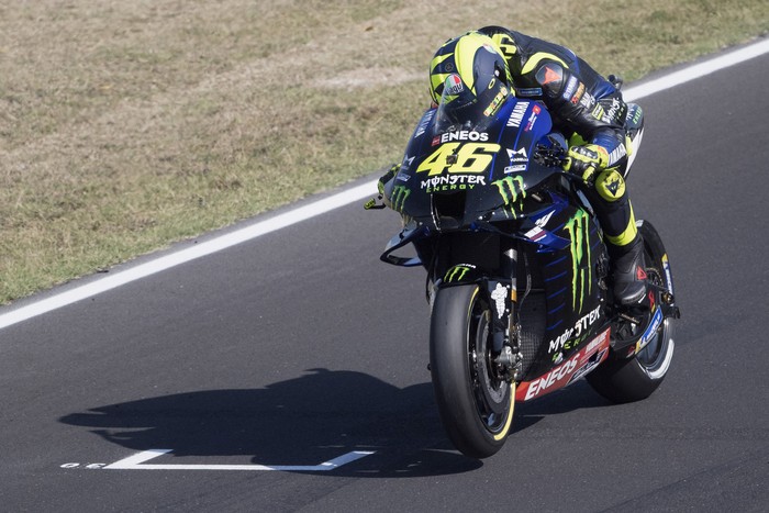 MISANO ADRIATICO, ITALY - SEPTEMBER 11: Valentino Rossi of Italy and Monster Energy Yamaha MotoGP Team heads down a straight during the MotoGP Of San Marino - Free Practice at Misano World Circuit on September 11, 2020 in Misano Adriatico, Italy. (Photo by Mirco Lazzari gp/Getty Images)