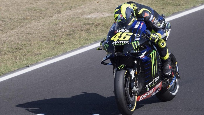 MISANO ADRIATICO, ITALY - SEPTEMBER 11: Valentino Rossi of Italy and Monster Energy Yamaha MotoGP Team heads down a straight during the MotoGP Of San Marino - Free Practice at Misano World Circuit on September 11, 2020 in Misano Adriatico, Italy. (Photo by Mirco Lazzari gp/Getty Images)