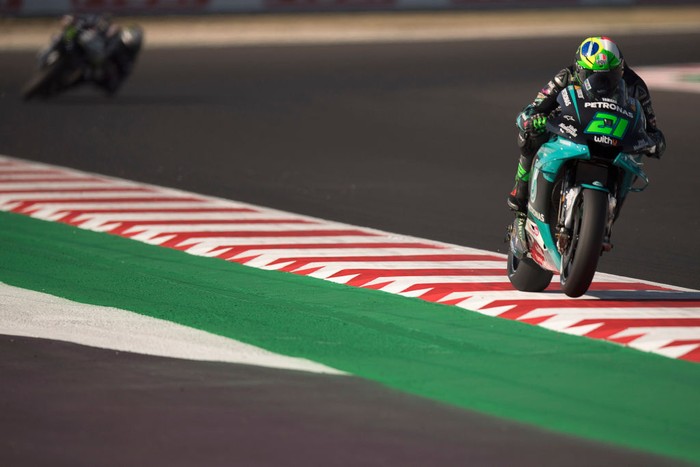 MISANO ADRIATICO, ITALY - SEPTEMBER 11: Franco Morbidelli of Italy and Petronas Yamaha SRT  heads down a straight during the MotoGP Of San Marino - Free Practice at Misano World Circuit on September 11, 2020 in Misano Adriatico, Italy. (Photo by Mirco Lazzari gp/Getty Images)