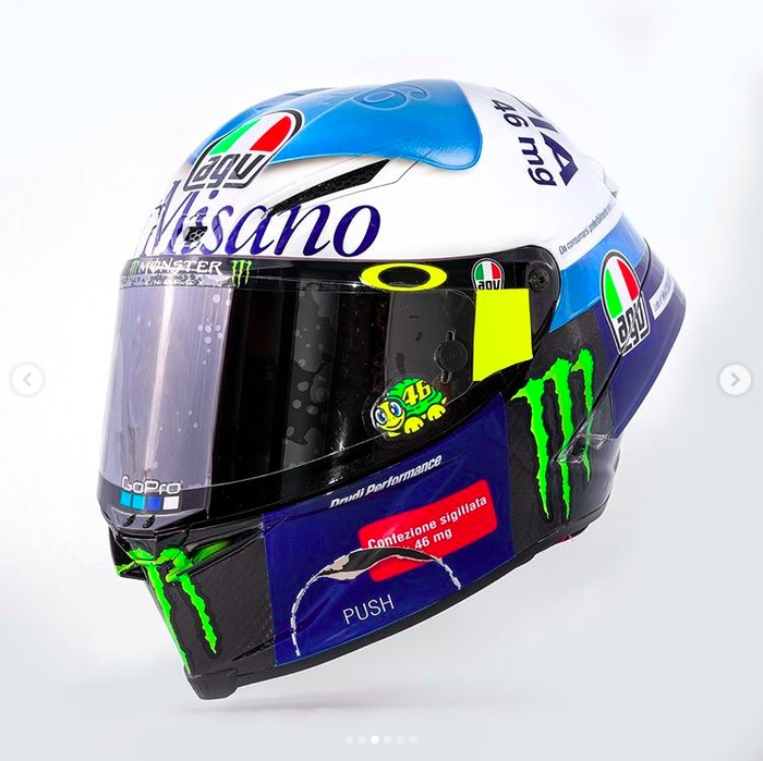 Helm Pil Biru Valentino Rossi di Misano 2020