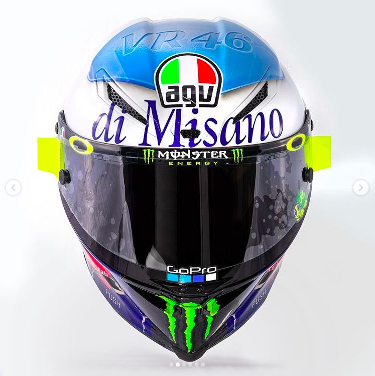 Helm Pil Biru Valentino Rossi di Misano 2020