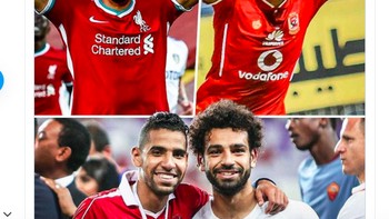 Dalam perayaannya, Mo Salah mendedikasikan gol pada temannya Moamen Zakaria yang sedang sakit. Foto: istimewa