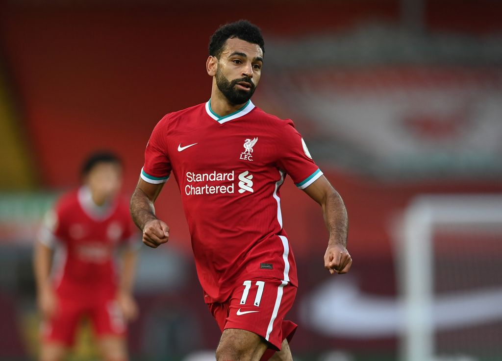 Mohamed Salah LIVERPOOL, ENGLAND - SEPTEMBER 12: Mohamed Salah of Liverpool looks on during the Premier League match between Liverpool and Leeds United at Anfield on September 12, 2020 in Liverpool, England. (Photo by Shaun Botterill/Getty Images)
