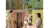 Seperti yang terlihat pada foto ini, Audi Marissa dan Anthony Xi berpose mirip seperti yang ada dalam drama Korea. Audi sebagai kasir di kafe dan Anthony sebagai pengunjung. Foto: Instagram @audimarissa