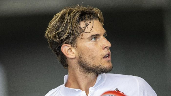 Dominic Thiem BERLIN, GERMANY - JULY 18: Dominic Thiem of Austria looks on during semi final match against Tommy Haas of Germany on day 5 of the tennis tournament bett1ACES at Hangar 6 of the former airport Tempelhof on July 18, 2020 in Berlin, Germany. (Photo by Maja Hitij/Getty Images)