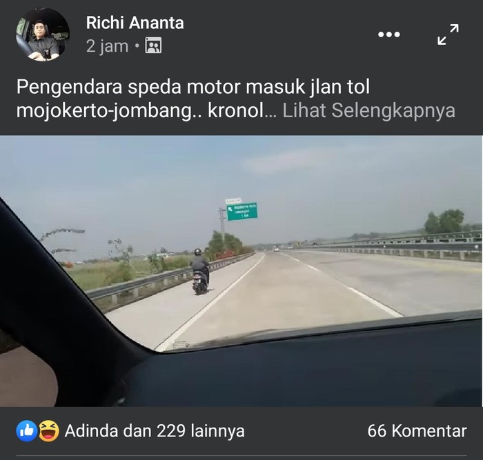 sepeda motor masuk tol
