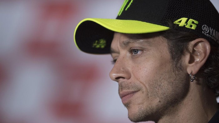 MISANO ADRIATICO, ITALY - SEPTEMBER 10: Valentino Rossi of Italy and Monster Energy Yamaha MotoGP Team looks on during the press conference pre-event during the MotoGP Of San Marino - Previews at Misano World Circuit on September 10, 2020 in Misano Adriatico, Italy. (Photo by Mirco Lazzari gp/Getty Images)