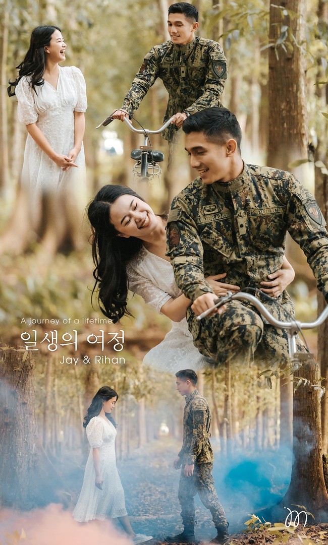 Foto prewedding Rihan dan Jay yang ala Crash Landing On You ini viral setelah diunggah ke akun Facebook fotografer prewedding tersebut yaitu James Montano Photography. Hingga kini postingan mengenai foto prewedding bak Crash Landing On You itu sudah disebarkan ulang lebih dari 85 ribu kali dan mendapatkan lebih dari 16 ribu komentar di Facebook. Foto: Dok. Facebook James Montano Photography