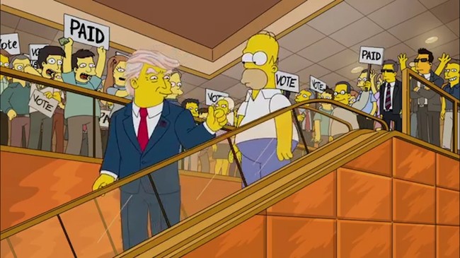 Terpilihnya Donald Trump sebagai presiden ke-45 AS pada 2016 ternyata sudah diprediksi oleh The Simpsons. Di salah satu episode yang tayang pada 2000, Donald Trump yang dikenal sebagai konglomerat properti maju di pilpres AS. (Foto: Instagram)