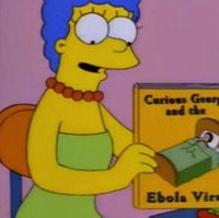 Sebuah episode The Simpsons yang mengudara pada 1997 memperlihatkan Marge Simpsons memegang buku cerita Curious George and the Ebola Virus. Pada 2014 atau 17 tahun setelahnya, virus Ebola mewabah di beberapa negara Afrika. (Foto: Instagram)