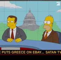 Perekonomian Yunani runtuh sampai-sampai harus meminjam dana talangan dari IMF pada 2015. Dalam sebuah episode di The Simpsons yang tayang pada 2012, muncul tulisan bernada humor yang berbunyi: Eropa menjual Yunani di eBay. (Foto: Instagram)