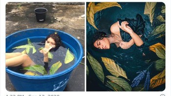 Bisa memanfaatkan bak mandi yang ditaburi bunga. Foto: Bored Panda