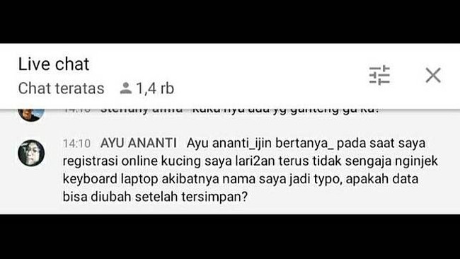 Nah kalau situasinya seperti ini, siapa yang harus disalahkan? Mungkin lain kali jika sedang melakukan hal penting sebaiknya hewan peliharaannya dimasukin ke kandang terlebih dahulu ya. Untung saja hanya salah menuliskan nama, kalau yang lain... Foto: Twitter/syetonirojim