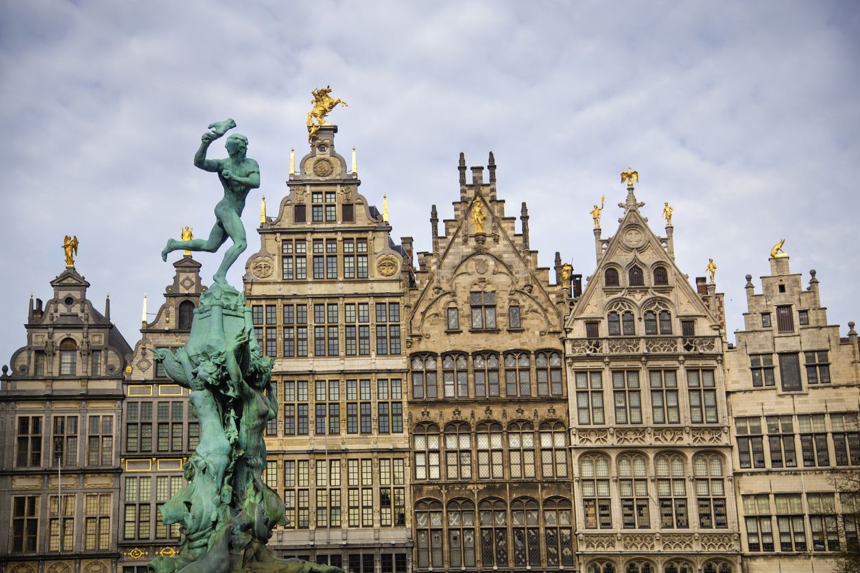 Brabo's Monument (Brabomonument) and in Antwerp, Belgium.