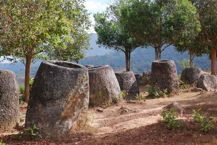 They are located near Phone Savan in Laos. There are about 300 jars. They are one to three metres high and around 2000 years old.