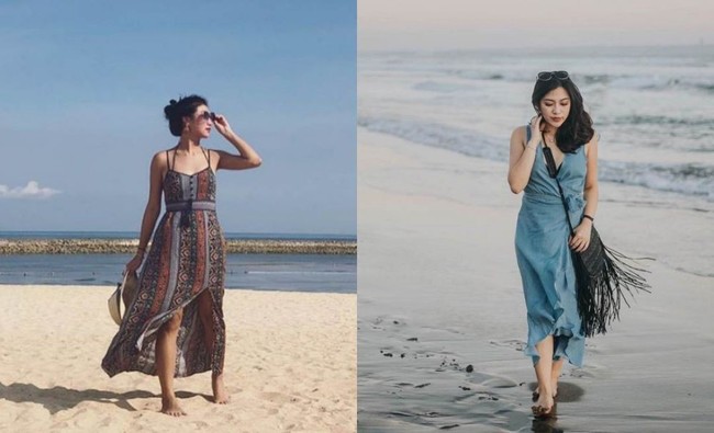 Begini gaya keduanya ketika tengah berlibur ke pantai. Simple tapi tetap keren. Foto: Instagram/@theresawienathan l Instagram/@resiahlim