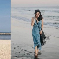 Begini gaya keduanya ketika tengah berlibur ke pantai. Simple tapi tetap keren. Foto: Instagram/@theresawienathan l Instagram/@resiahlim