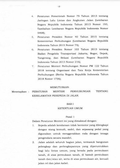 hal 3, Hal 2, Peraturan Menteri Perhubungan No PM 59 Tahun 2020 Tentang Keselamatan Sepeda hal 3, Hal 2, Peraturan Menteri Perhubungan No PM 59 Tahun 2020 Tentang Keselamatan Sepeda