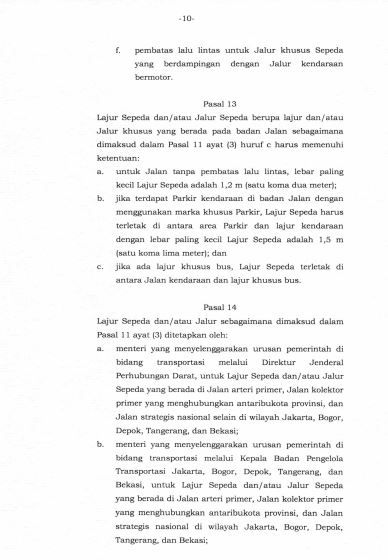 Peraturan Menteri Perhubungan No PM 59 Tahun 2020 Tentang Keselamatan Sepeda