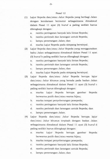 Peraturan Menteri Perhubungan No PM 59 Tahun 2020 Tentang Keselamatan Sepeda