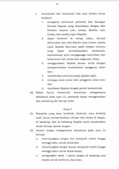 Peraturan Menteri Perhubungan No PM 59 Tahun 2020 Tentang Keselamatan Sepeda