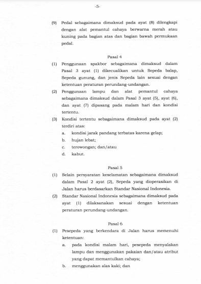 Peraturan Menteri Perhubungan No PM 59 Tahun 2020 Tentang Keselamatan Sepeda