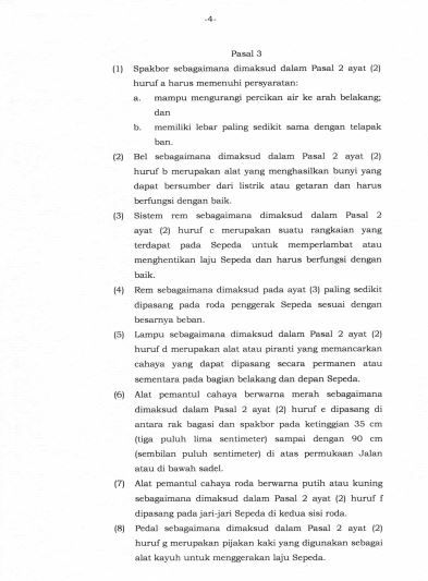 Peraturan Menteri Perhubungan No PM 59 Tahun 2020 Tentang Keselamatan Sepeda