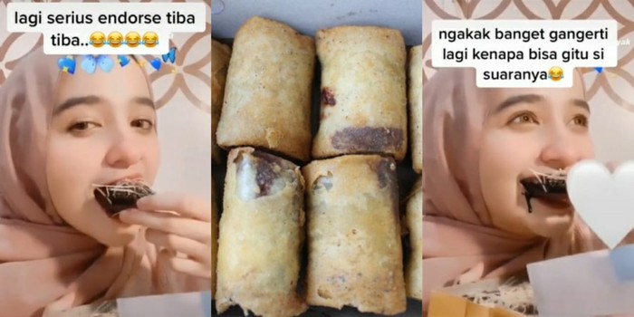 Kocak! Wanita Ini Review Piscok, Saat Digigit Suaranya Kayak Kentut