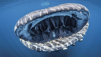 Evans Baudin memenangkan Grand Prize kontes foto ini. Fotonya menampilkan 50 ekor ikan remora yang menumpang di mulut hiu paus. Foto: Evans Baudin/Underwater Photo Contest 2020