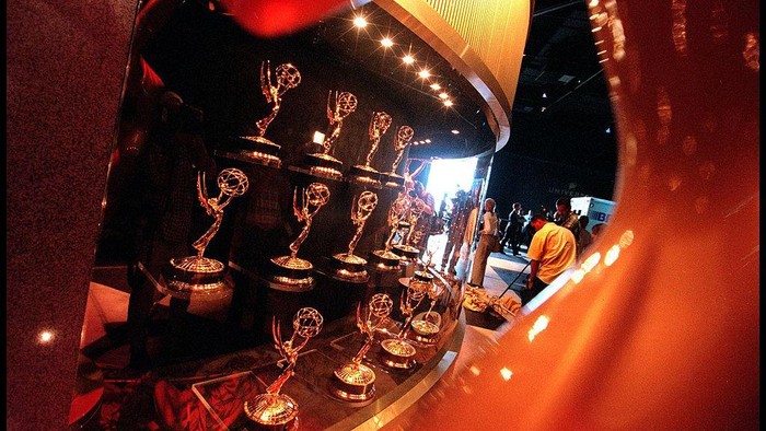 376552 03: The Emmy statuettes for the coming EMMY awards at Universal Studios, Studio City, CA. (Photo by Dan Callister/Online USA)