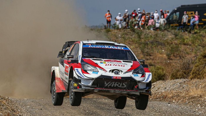 MARMARIS, TURKEY - SEPTEMBER 19:  Kalle Rovanpera of Finland and Jonne Halttunen of Finland compete with their Toyota Gazoo Racing WRT Toyota Yaris WRC during Day One of the FIA World Rally Championship Turkey on September 19, 2020 in MARMARIS, Turkey.  (Photo by Massimo Bettiol/Getty Images)