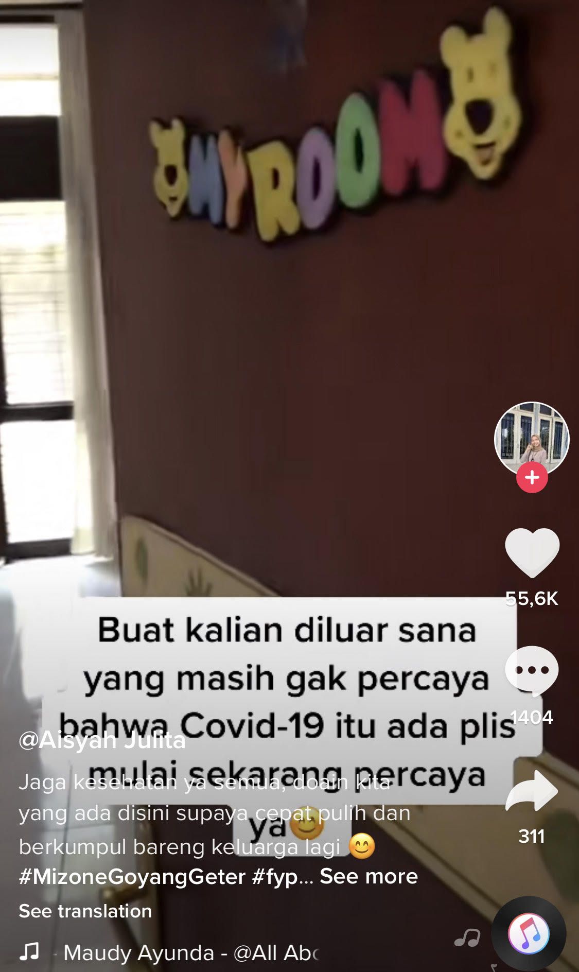 Aisyah Julita pasien positif Corona sedang jalani masa isolasi