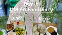 Kali ini Meira menyantap nasi dan daging bulgogi sebagai menu makan siang utamanya. Ditutup dengan makan malam berupa 4 buah siomay. Foto: Instagram meiraanastasia