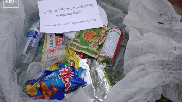 Sampah di taman nasional thailand akan dikirim ke pembuangnya