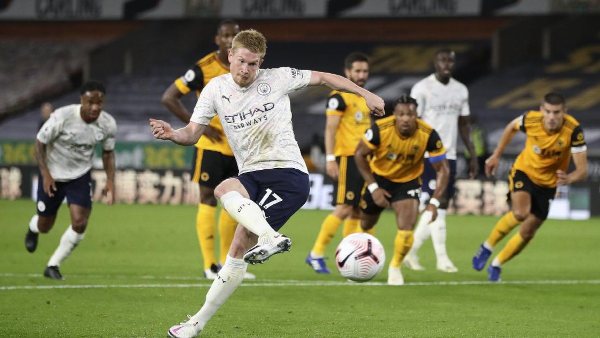 Manchester City unggul 2-0 atas Wolves di babak pertama. (Foto: AP/Nick Potts)