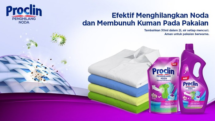 Proclin Penghilang Noda Plus, Hilangkan Noda Membandel Sekaligus Kuman Penyebab Penyakit